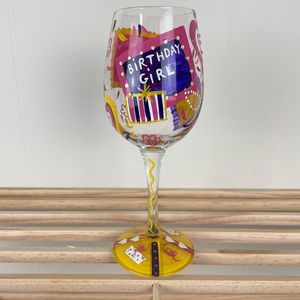Hand Painted Lolita‎ Birthday Girl Wine Glass Bling Jeweled Recipe on Bottom